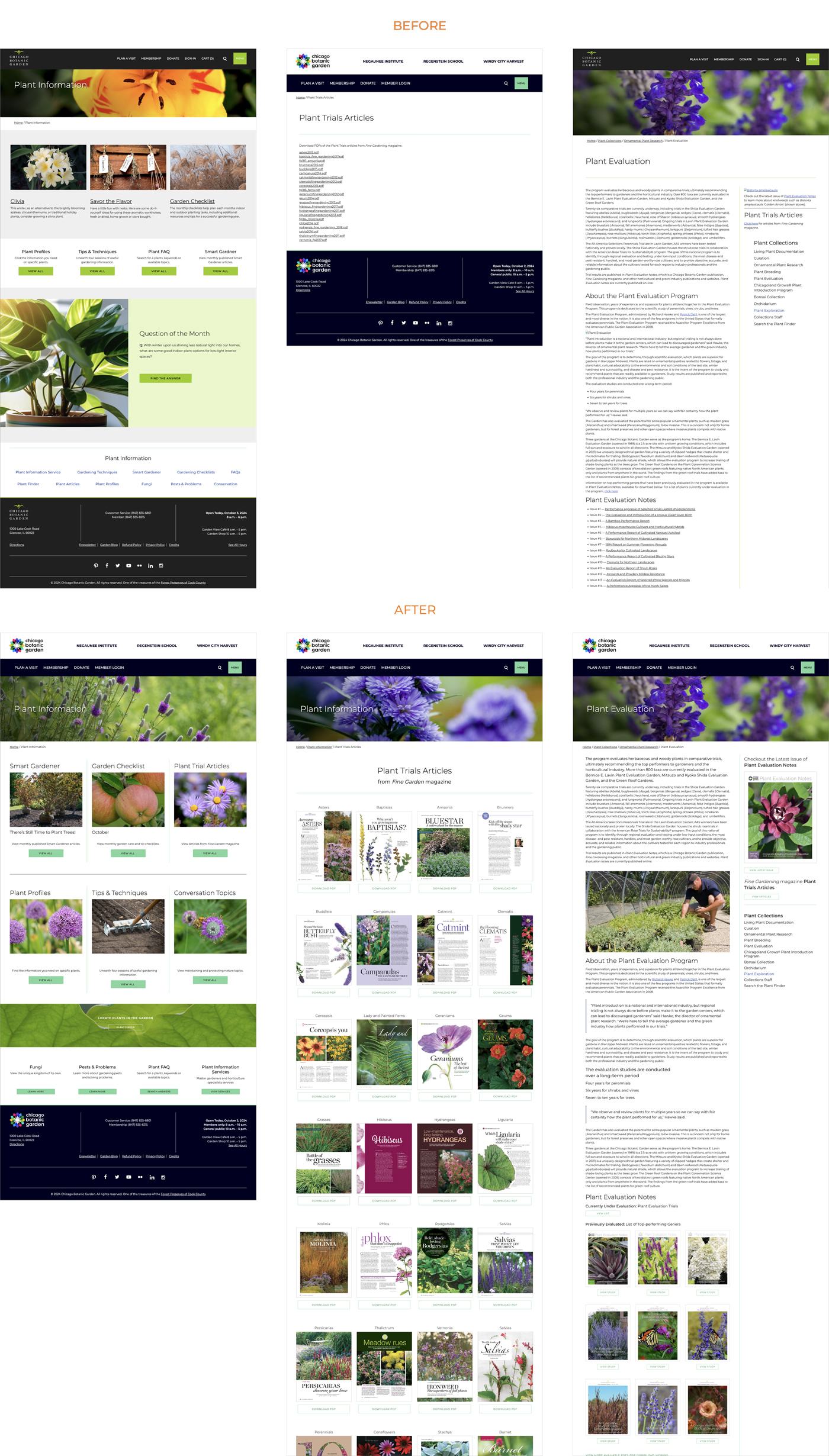 Chicago Botanic Garden Horticulture web pages